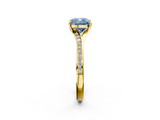 Yellow gold Fancy Blue Cushion  Solitaire Pavé Band with Four-Prong Setting_30