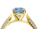 Yellow gold Fancy Blue Cushion  Solitaire Pavé Diamond Engagement Ring with Four-Prong Setting_143