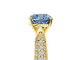 Yellow gold Fancy Blue Cushion  Solitaire Pavé Diamond Engagement Ring with Four-Prong Setting_144