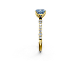 Yellow gold Fancy Blue Cushion  Solitaire Pavé Diamond Engagement Ring with Four-Prong Setting_47