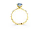 Yellow gold Fancy Blue Cushion  Solitaire Pavé Diamond Engagement Ring with Four-Prong Setting_48