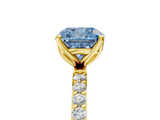 Yellow gold Fancy Blue Cushion  Solitaire Pavé Diamond Engagement Ring with Four-Prong Setting_50