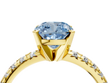 Yellow gold Fancy Blue Cushion  Solitaire Pave Diamond Engagement Ring with Four-Prong Setting_351