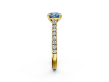 Yellow gold Fancy Blue Cushion  Solitaire Pave Diamond Engagement Ring with Prong Setting_22