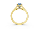 Yellow gold Fancy Blue Cushion  Solitaire Pave Diamond Engagement Ring with Prong Setting_23