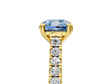 Yellow gold Fancy Blue Cushion  Solitaire Pave Diamond Engagement Ring with Prong Setting_25