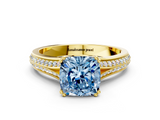 Yellow gold Fancy Blue Cushion  Solitaire Pave Split Shank Engagement Ring with Six-Prong Setting_37