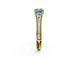 Yellow gold Fancy Blue Cushion  Solitaire Pave Split Shank Engagement Ring with Six-Prong Setting_39