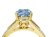 Yellow gold Fancy Blue Cushion  Solitaire Pave Split Shank Engagement Ring with Six-Prong Setting_41