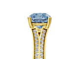 Yellow gold Fancy Blue Cushion  Solitaire Pave Split Shank Engagement Ring with Six-Prong Setting_42