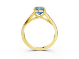 Yellow gold Fancy Blue Cushion  Solitaire Split Shank Pavé Diamond Engagement Ring_375