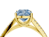 Yellow gold Fancy Blue Cushion  Solitaire Split Shank Pavé Diamond Engagement Ring_376