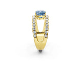 Yellow gold Fancy Blue Cushion  Solitaire Split Shank Pave Diamond Ring_51