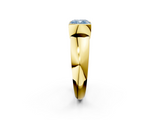 Yellow gold Fancy Blue Cushion  Solitaire Tension Set Diamond Ring with Wide Band_22