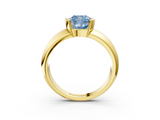 Yellow gold Fancy Blue Cushion  Solitaire Tension Set Diamond Ring with Wide Band_23