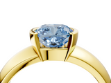 Yellow gold Fancy Blue Cushion  Solitaire Tension Set Diamond Ring with Wide Band_24