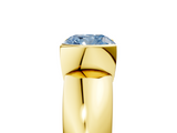 Yellow gold Fancy Blue Cushion  Solitaire Tension Set Diamond Ring with Wide Band_25