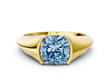 Yellow gold Fancy Blue Cushion  Solitaire Tension Set Diamond Ring_20