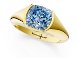 Yellow gold Fancy Blue Cushion  Solitaire Tension Set Diamond Ring_21
