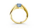 Yellow gold Fancy Blue Cushion  Solitaire Tension Set Diamond Ring_23