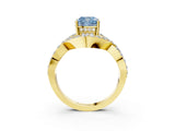 Yellow gold Fancy Blue Cushion  Solitaire Twist Band Pavé Diamond Engagement Ring_36