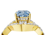 Yellow gold Fancy Blue Cushion  Solitaire Twist Band Pavé Diamond Engagement Ring_37