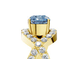 Yellow gold Fancy Blue Cushion  Solitaire Twist Band Pavé Diamond Engagement Ring_38