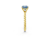 Yellow gold Fancy Blue Cushion  Solitaire Twist Band Ring with Four-Prong Setting_104