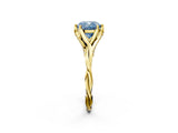 Yellow gold Fancy Blue Cushion  Solitaire Twist Band Six-Prong Setting 3
