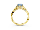 Yellow gold Fancy Blue Cushion  Solitaire Twist Band Six-Prong Setting 4