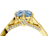 Yellow gold Fancy Blue Cushion  Solitaire Twist Band Six-Prong Setting 5