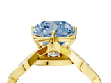 Yellow gold Fancy Blue Cushion  Solitaire Twist Band with Leaf Prong Setting 5
