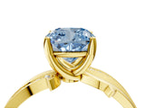 Yellow gold Fancy Blue Cushion  Solitaire Twist Band with Pavé Accents and Four-Prong Setting_24