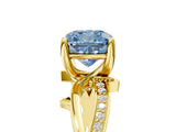 Yellow gold Fancy Blue Cushion  Solitaire Twist Band with Pavé Accents and Four-Prong Setting_25