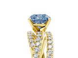 Yellow gold Fancy Blue Cushion  Solitaire Twist Band with Pavé Setting and Four-Prong Setting_137