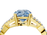 Yellow gold Fancy Blue Cushion  Solitaire Twist Band with Pavé Setting and Four-Prong Setting_38