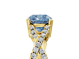 Yellow gold Fancy Blue Cushion  Solitaire Twist Band with Pavé Setting and Four-Prong Setting_39