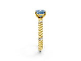 Yellow gold Fancy Blue Cushion  Solitaire Twisted Band Prong Set Engagement Ring_62