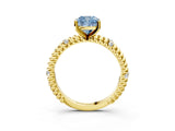 Yellow gold Fancy Blue Cushion  Solitaire Twisted Band Prong Set Engagement Ring_63