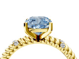Yellow gold Fancy Blue Cushion  Solitaire Twisted Band Prong Set Engagement Ring_64