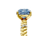Yellow gold Fancy Blue Cushion  Solitaire Twisted Band Prong Set Engagement Ring_65