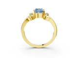 Yellow gold Fancy Blue Cushion  Solitaire Twisted Band Scroll Prong Ring_6
