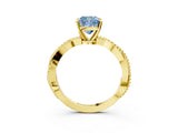 Yellow gold Fancy Blue Cushion  Solitaire Twisted Band with Bead Prong Setting_256