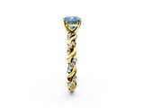 Yellow gold Fancy Blue Cushion  Solitaire Twisted Band with Pavé Accents and Four-Prong Setting_5