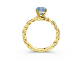 Yellow gold Fancy Blue Cushion  Solitaire Twisted Band with Pavé Accents and Four-Prong Setting_6