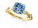 Yellow gold Fancy Blue Cushion  Solitaire Twisted Band with Prong Setting 2