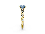 Yellow gold Fancy Blue Cushion  Solitaire Twisted Band with Prong Setting 3
