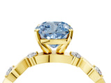 Yellow gold Fancy Blue Cushion  Solitaire Twisted Band with Prong Setting 5