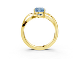 Yellow gold Fancy Blue Cushion  Solitaire Twisted Band with Prong Setting_6