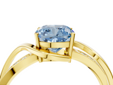 Yellow gold Fancy Blue Cushion  Solitaire Twisted Band with Prong Setting_7